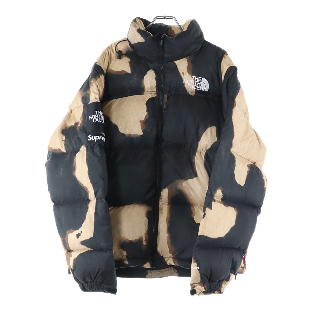 SUPREME(シュプリーム) 21AW ×THE NORTH FACE Bleached Denim Print Nuptse Jacket ブリーチドデニムプリント ヌプシ ダウンジャケット ブラック/ブラウン ND52100I