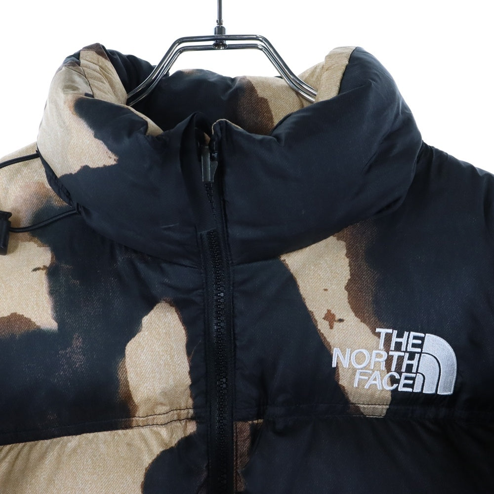 SUPREME(シュプリーム) 21AW ×THE NORTH FACE Bleached Denim Print Nuptse Jacket ブリーチドデニムプリント ヌプシ ダウンジャケット ブラック/ブラウン ND52100I