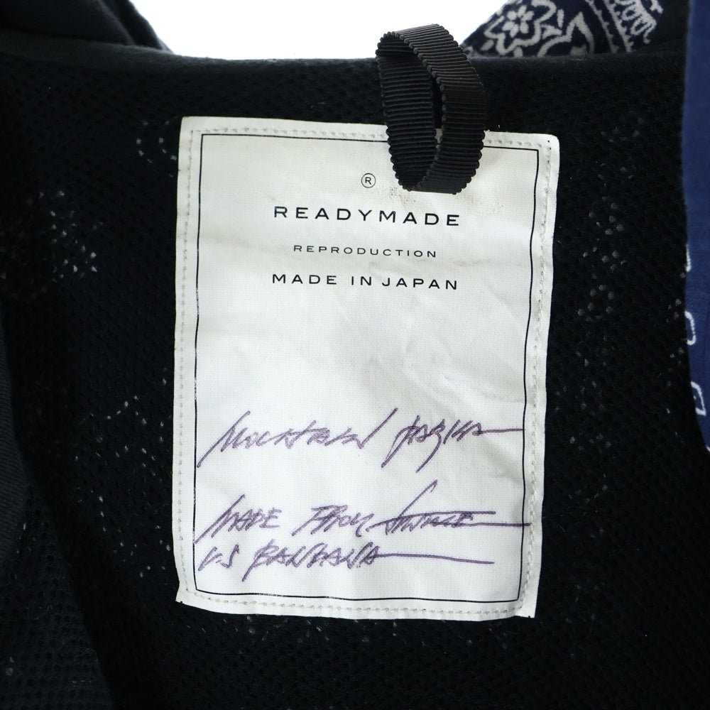 READY MADE(レディメイド) ペイズリー柄 マウンテン フーデッド ジャケット ネイビー/ブラック RE-C0-NV-00-00-95