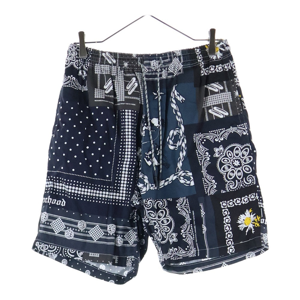 NEIGHBORHOOD(ネイバーフッド) BANDANA /C-ST バンダナ柄 ドローストリング コットン ハーフパンツ ブラック 211AQNH-PTM07