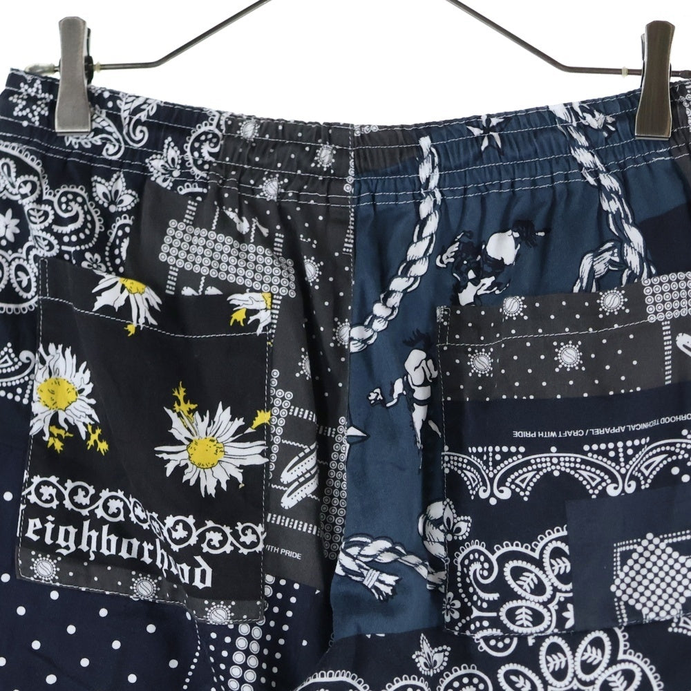 NEIGHBORHOOD(ネイバーフッド) BANDANA /C-ST バンダナ柄 ドローストリング コットン ハーフパンツ ブラック 211AQNH-PTM07