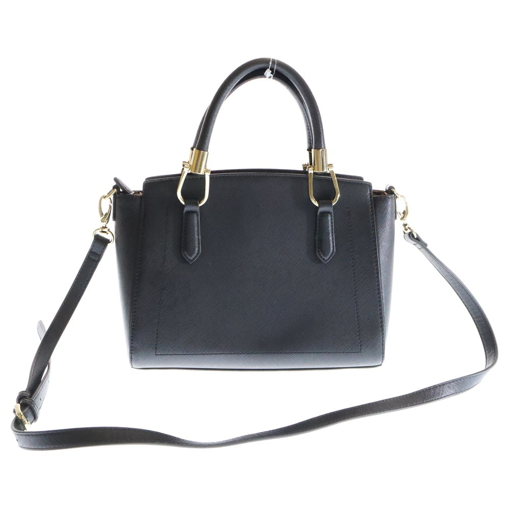 Samantha Vega(サマンサベガ) ストーンチャーム付き ロゴデザイン レザー インナーポーチ付き 2WAY ハンドバッグ ショルダー ブラック