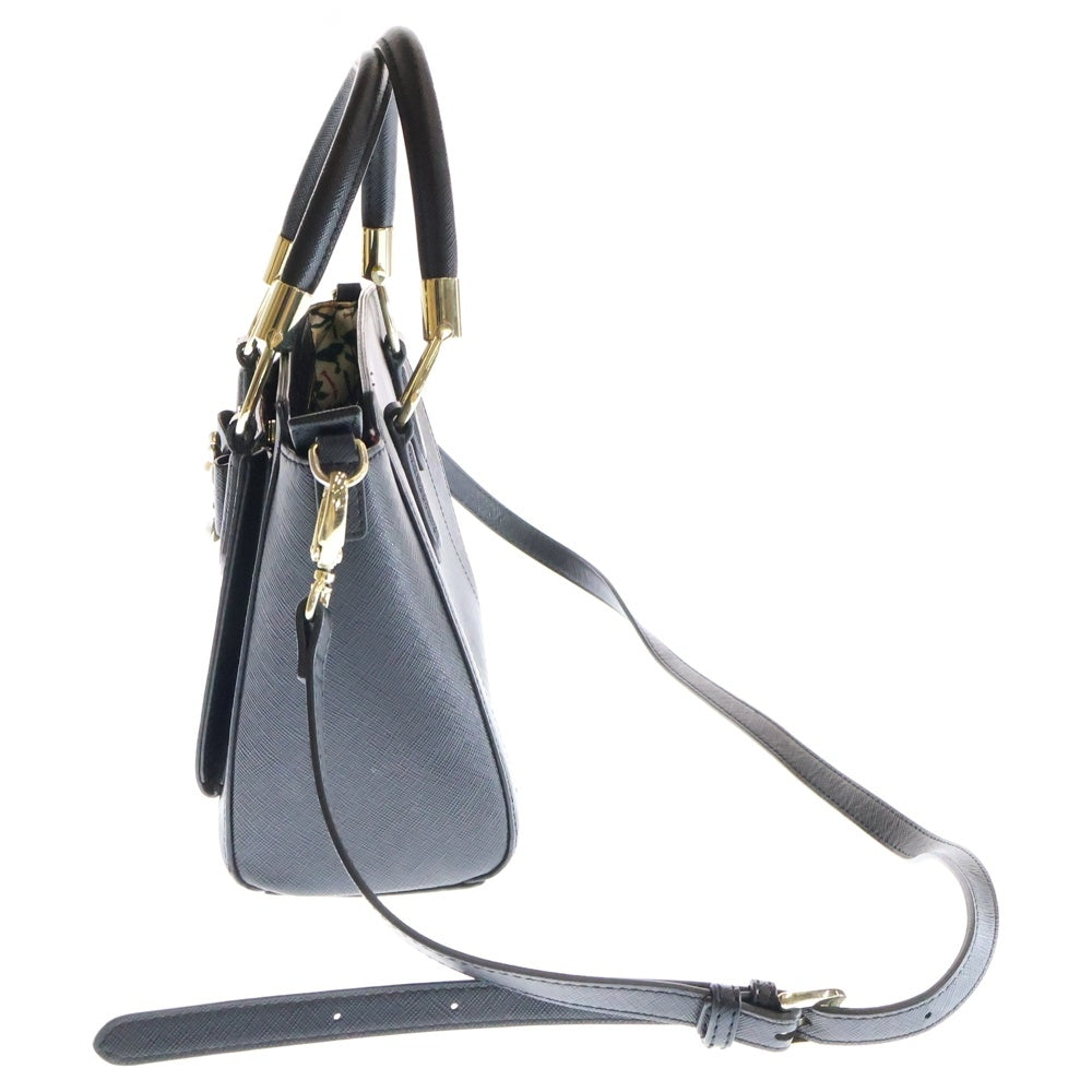 Samantha Vega(サマンサベガ) ストーンチャーム付き ロゴデザイン レザー インナーポーチ付き 2WAY ハンドバッグ ショルダー ブラック