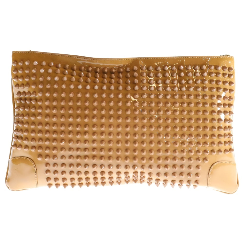 CHRISTIAN LOUBOUTIN(クリスチャンルブタン) スタッズデザイン 2Way チェーンショルダー クラッチバッグ ブラウン 3120238