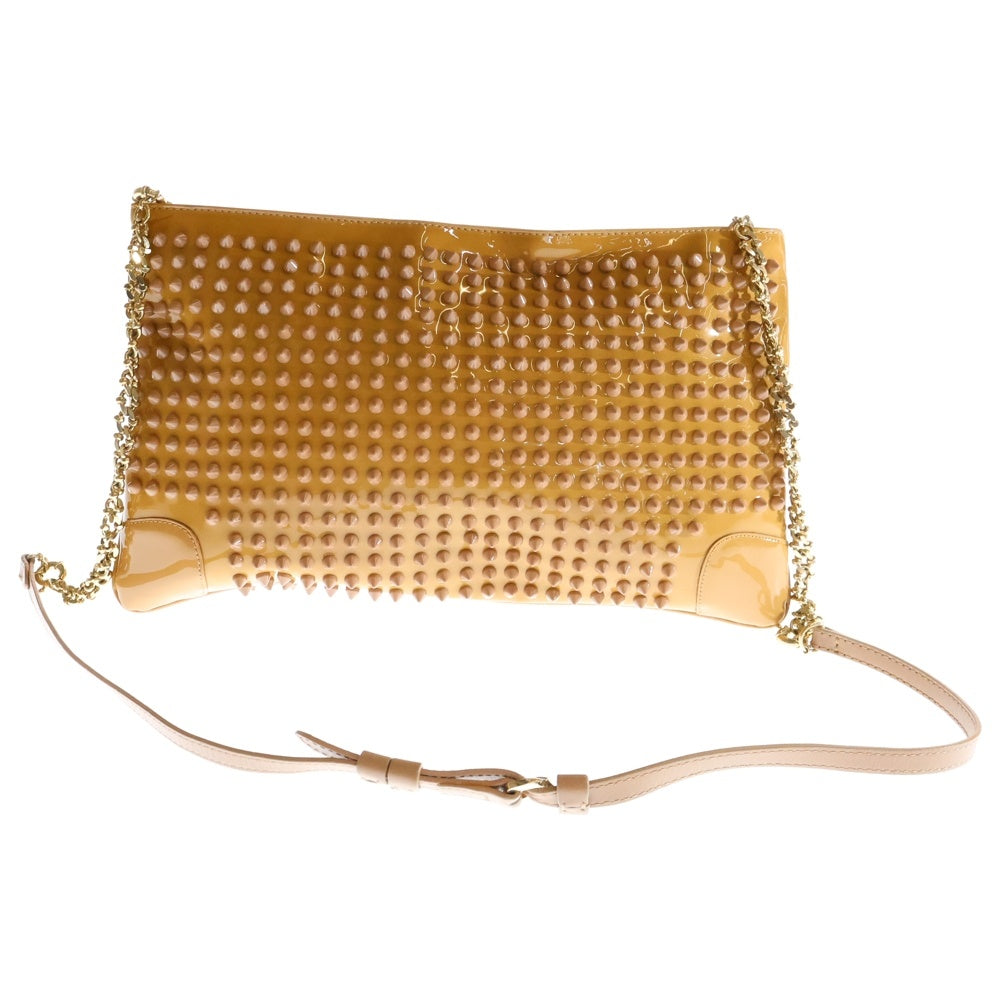 CHRISTIAN LOUBOUTIN(クリスチャンルブタン) スタッズデザイン 2Way チェーンショルダー クラッチバッグ ブラウン 3120238