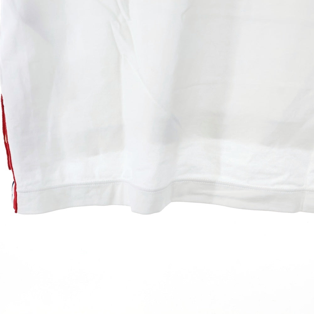 THOM BROWNE(トムブラウン) RED AND BLACK SLEEVES T-SHIRT IN WHITE レッド アンド ブラック スリーブス イン ホワイト クルーネック半袖Tシャツ カットソー ホワイト MJS083F-00042960