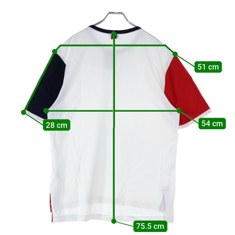 THOM BROWNE(トムブラウン) RED AND BLACK SLEEVES T-SHIRT IN WHITE レッド アンド ブラック スリーブス イン ホワイト クルーネック半袖Tシャツ カットソー ホワイト MJS083F-00042960