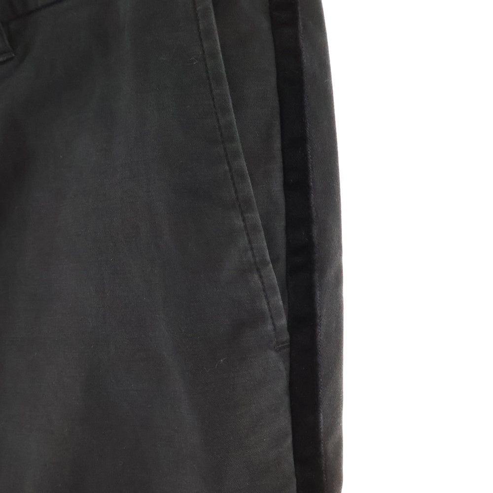 BURBERRY BLACK LABEL(バーバリー ブラックレーベル) ベルベット ライン ストレート スラックス トラウザー パンツ ブラック BMS12-101-09
