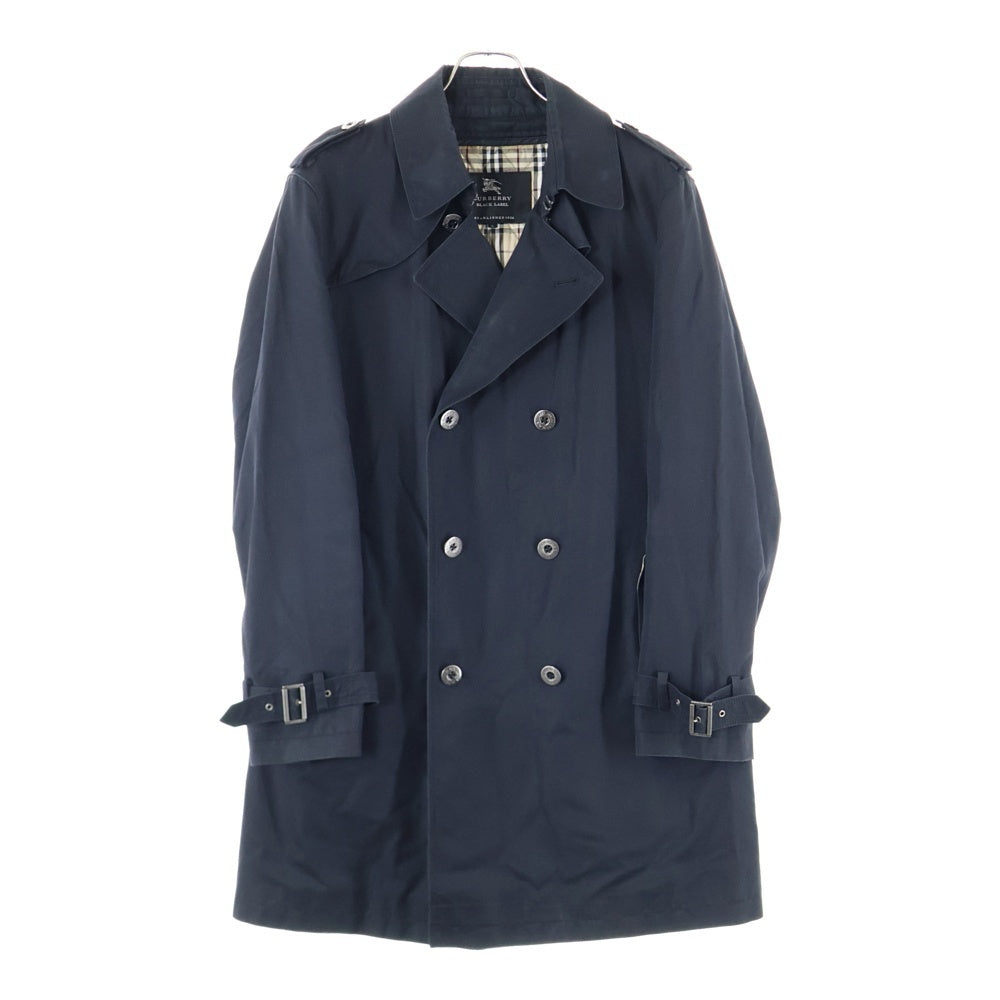 BURBERRY BLACK LABEL(バーバリー ブラックレーベル) ノヴァチェック ライナー付き ガンフラップ トレンチコート ブラック/ベージュ BMA05-302-09