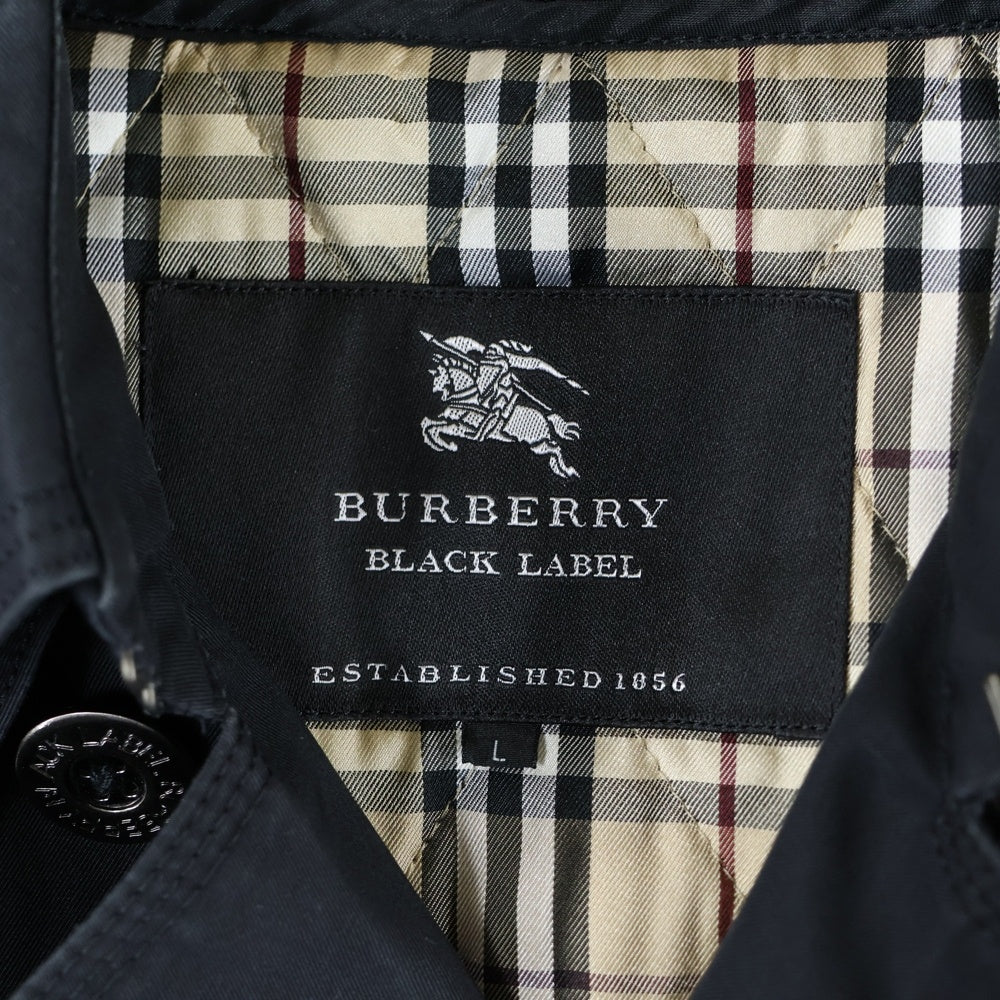 BURBERRY BLACK LABEL(バーバリー ブラックレーベル) ノヴァチェック ライナー付き ガンフラップ トレンチコート ブラック/ベージュ BMA05-302-09