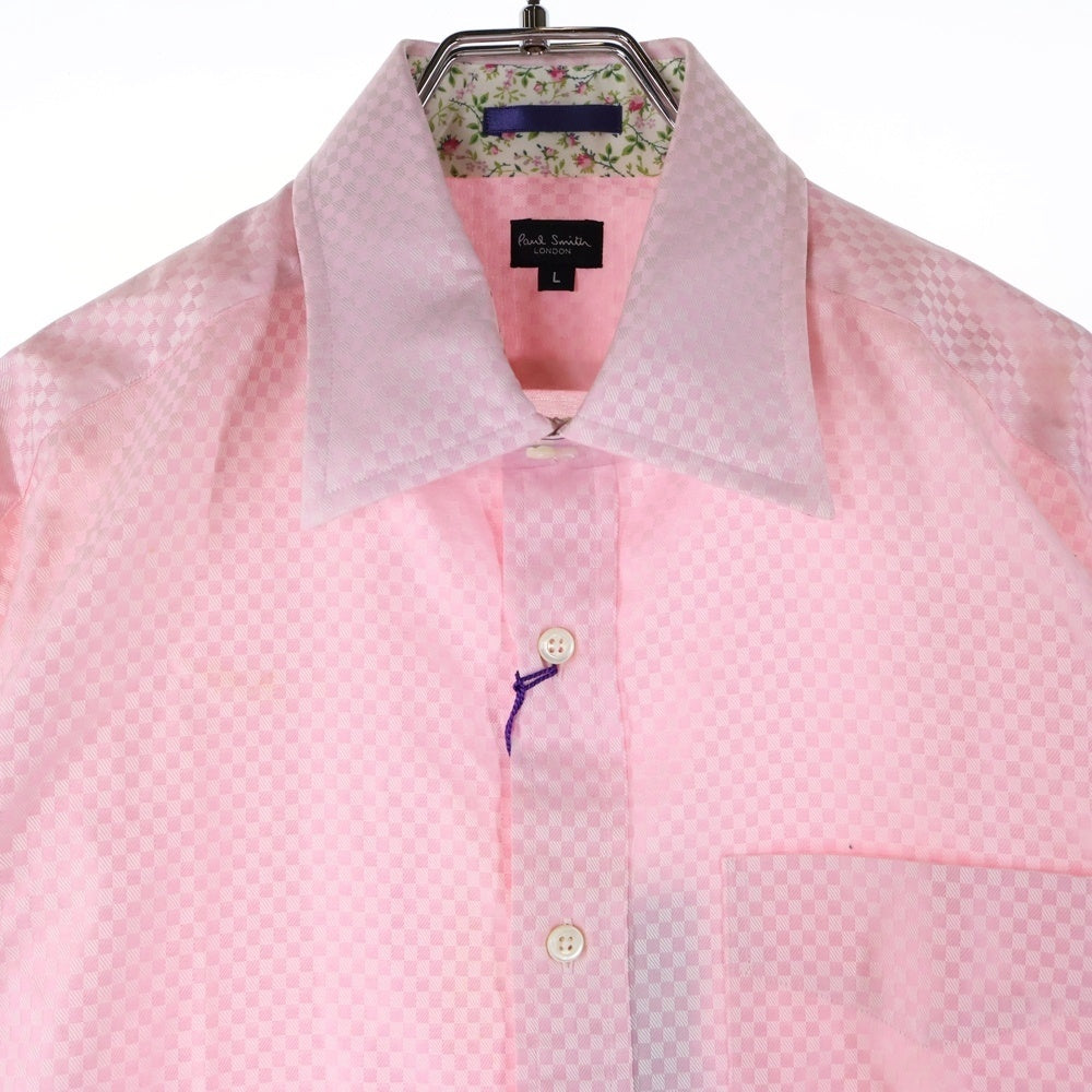 Paul Smith(ポールスミス) 胸ポケット ブロックチェック 総柄 長袖シャツ ピンク