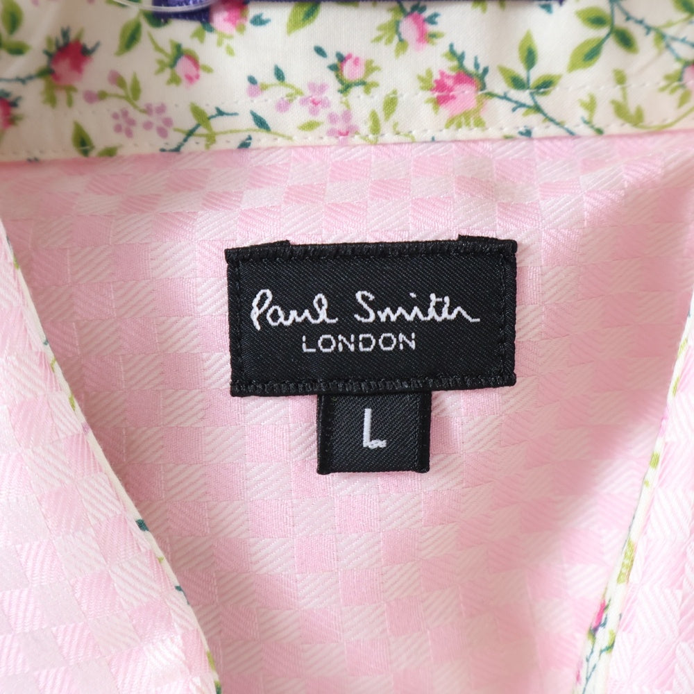 Paul Smith(ポールスミス) 胸ポケット ブロックチェック 総柄 長袖シャツ ピンク