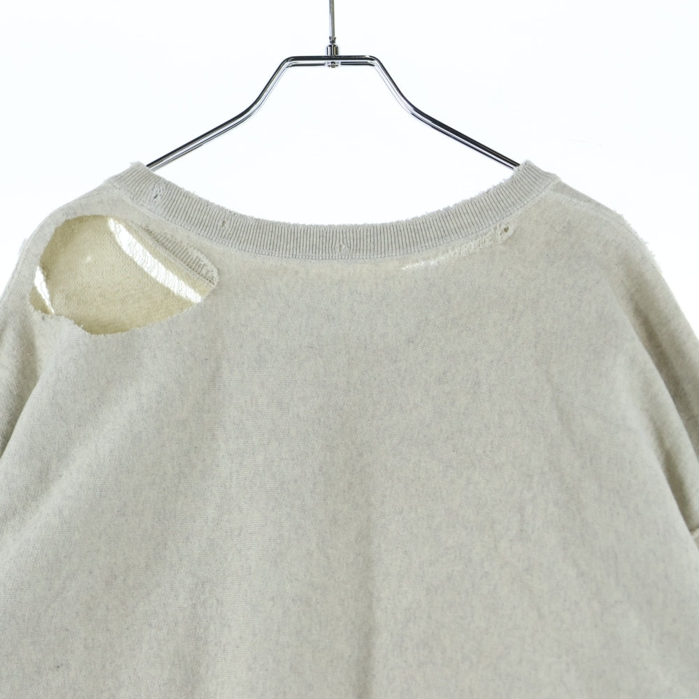 ANCELLM(アンセルム) CRASH SWEAT SHIRT クラッシュ加工 フロントプリント クルーネック スウェット トレーナー グレー ANC-CT43