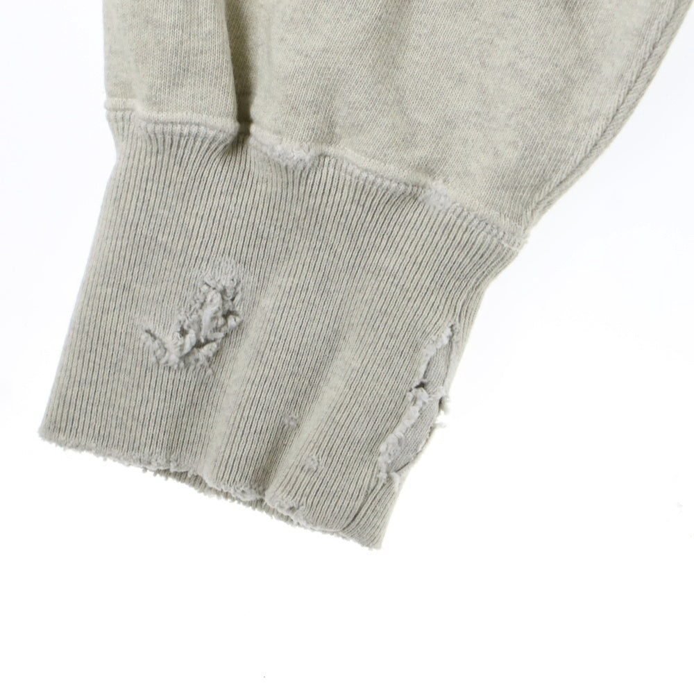 ANCELLM(アンセルム) CRASH SWEAT SHIRT クラッシュ加工 フロントプリント クルーネック スウェット トレーナー グレー ANC-CT43