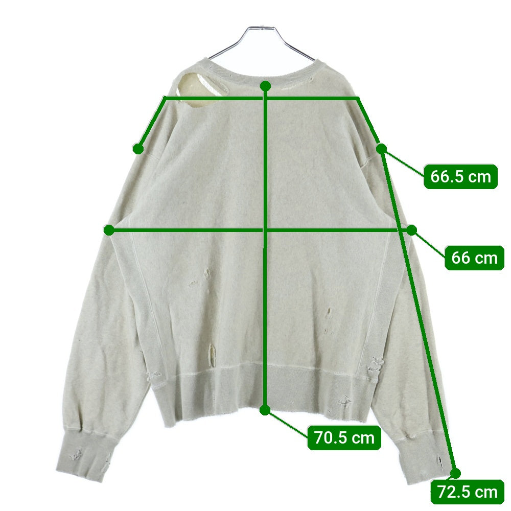 ANCELLM(アンセルム) CRASH SWEAT SHIRT クラッシュ加工 フロントプリント クルーネック スウェット トレーナー グレー ANC-CT43