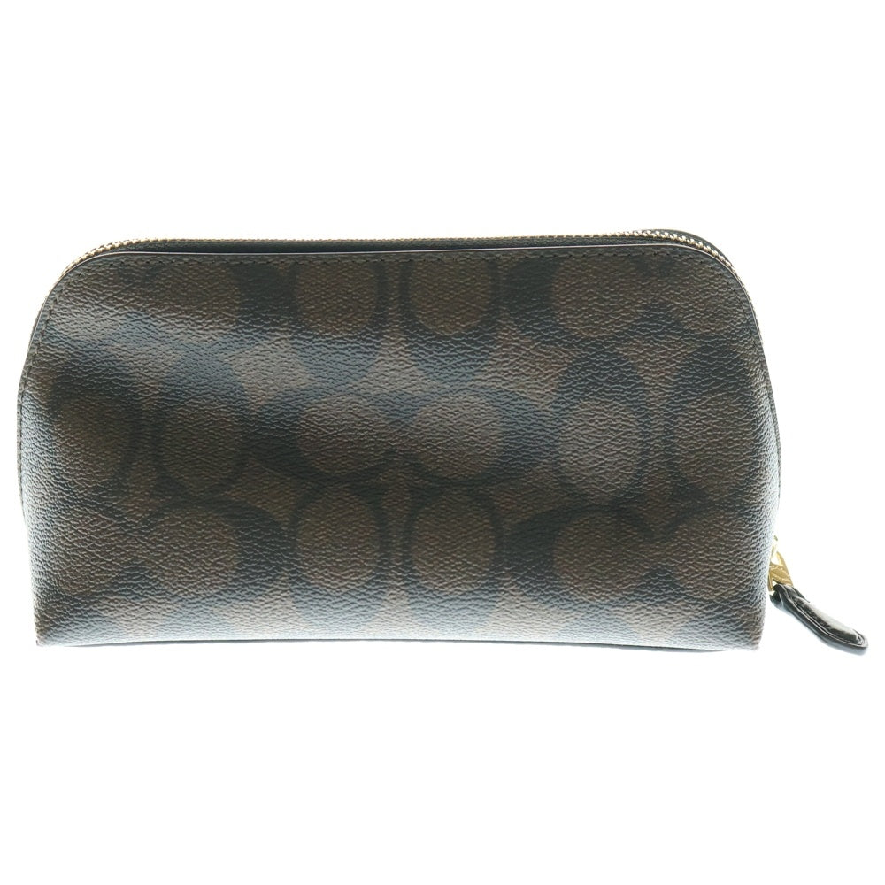 COACH(コーチ) シグネチャーロゴ ジップアップ メイクポーチ レディース ブラウン F53385