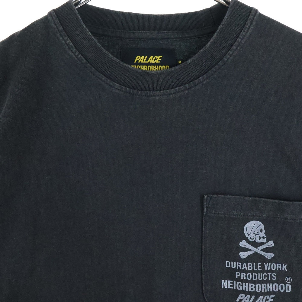 NEIGHBORHOOD(ネイバーフッド) 25AW ×PALACE SKATEBOARDS POCKET T-SHIRT パレススケートボード スカルプリント 半袖ポケットTシャツ カットソー ブラック