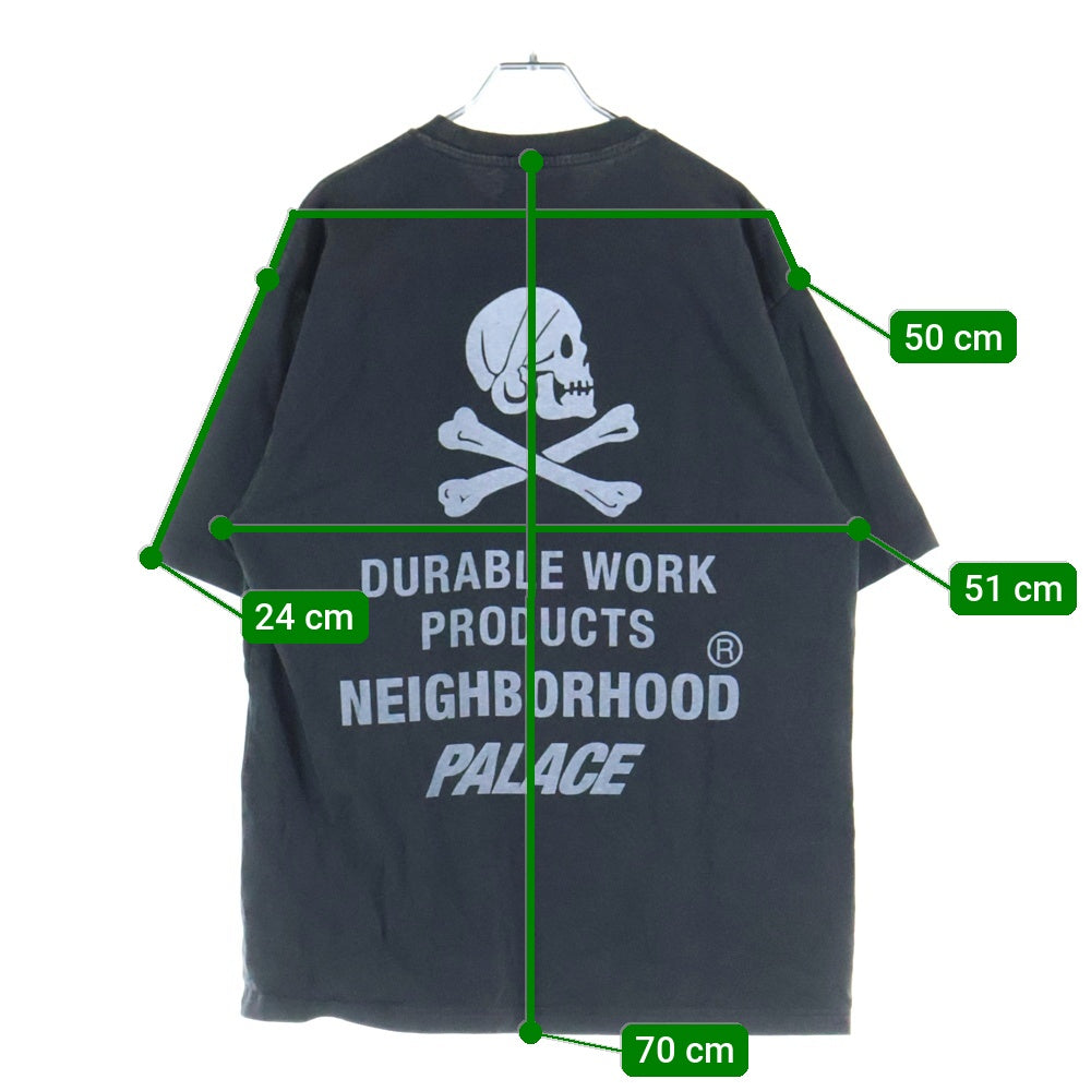 NEIGHBORHOOD(ネイバーフッド) 25AW ×PALACE SKATEBOARDS POCKET T-SHIRT パレススケートボード スカルプリント 半袖ポケットTシャツ カットソー ブラック