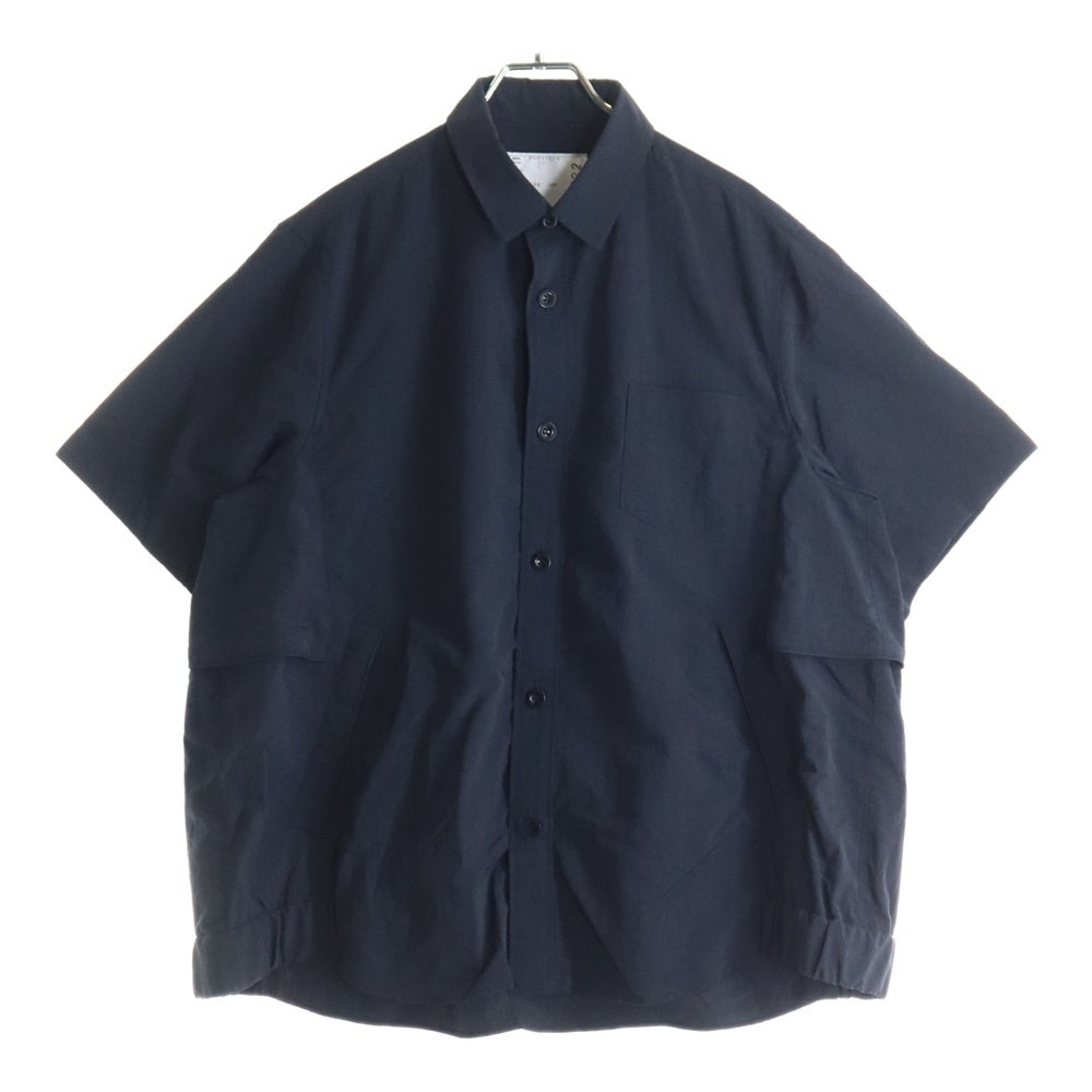 Sacai(サカイ) 25SS NYLON S/S SHIRT ナイロン 半袖シャツ ブラック 25-03722M