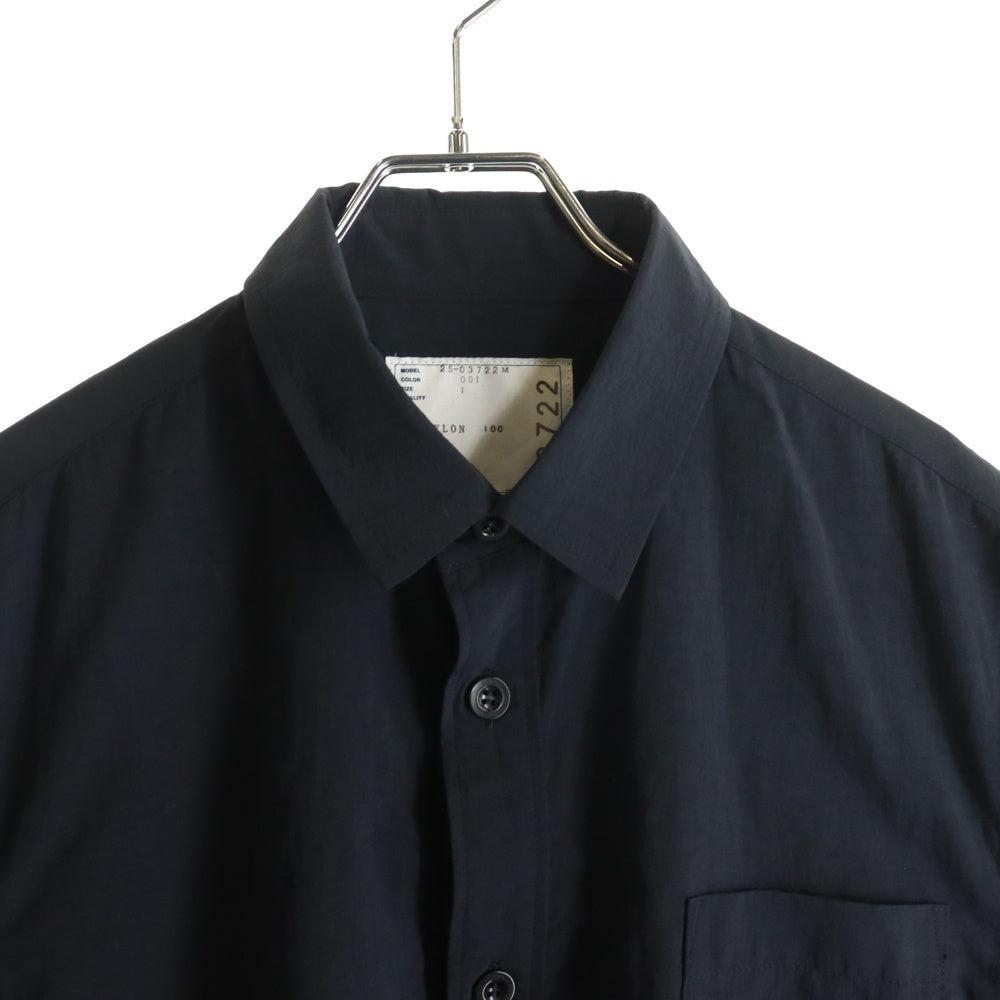 Sacai(サカイ) 25SS NYLON S/S SHIRT ナイロン 半袖シャツ ブラック 25-03722M