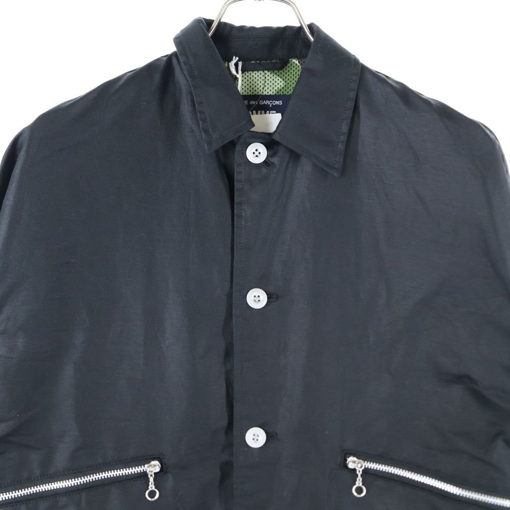 COMME des GARCONS HOMME(コムデギャルソンオム) 24AW AD2024 Cotton Ramie Twill Blouson コットンラミー ツイルブルゾン ジャケット ブラック HO-J029