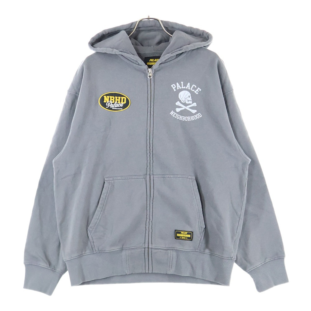 NEIGHBORHOOD(ネイバーフッド) 25AW ×PALACE SKATEBOARDS SKULL ZIP HOOD パレススケートボード スカル ジップアップフーディー パーカー スウェット グレー