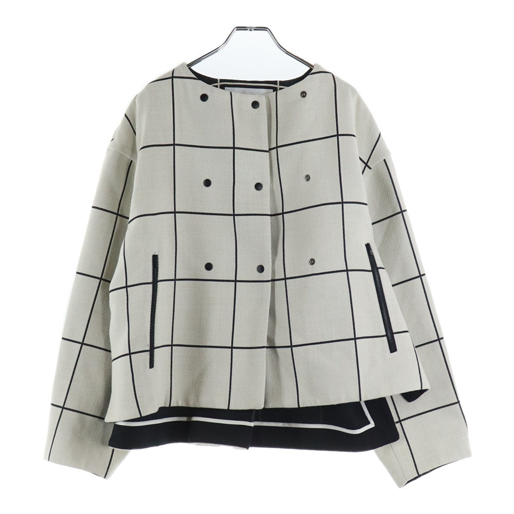 ADORE(アドーア) 21AW モールウィンドウペン ノーカラージャケット ホワイト/ブラック レディース 531-1250903