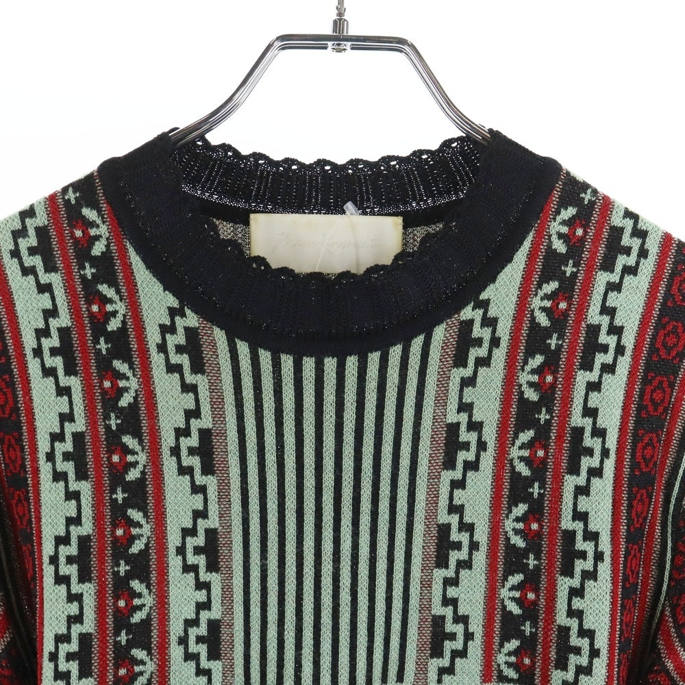 Mame Kurogouchi(マメ クロゴウチ) 18AW PEDICEL JAQUARD KNIT DRESS ペディセル ジャガード ニットワンピース レディース グリーン/ブラック MM18AW-KN042