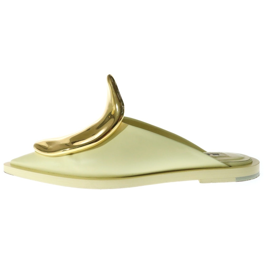 JIL SANDER(ジルサンダー) メタルプレート レザー フラット ミュール サンダル レディース イエロー/ゴールド JS38250A