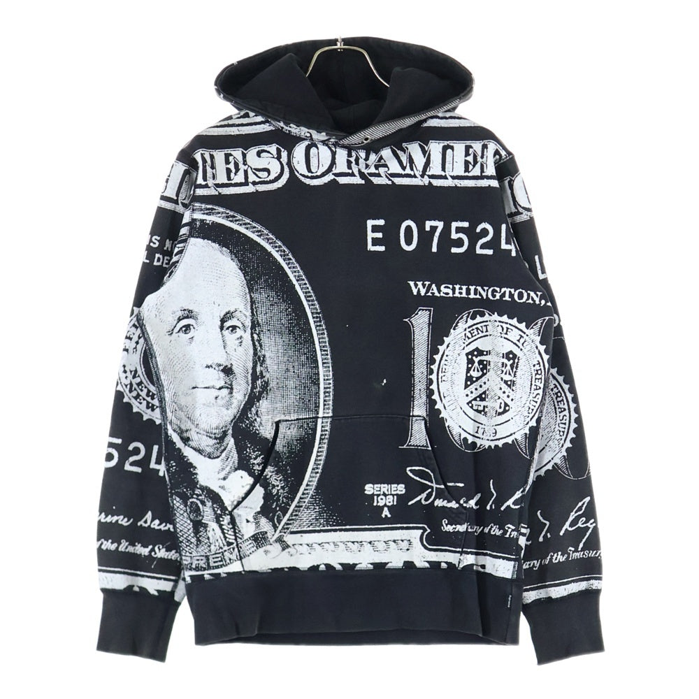 SUPREME(シュプリーム) 13AW Franklin Pullover フランクリン オーバープリント スウェットプルオーバーパーカー フーディー ブラック
