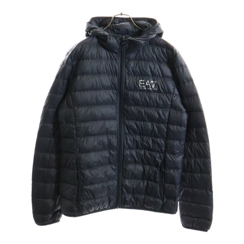 EMPORIO ARMANI EA7(エンポリオアルマーニイーエーセブン) ロゴ プリント ジップアップ ライトダウン フーディー ジャケット グレー 8NPB02PN29Z
