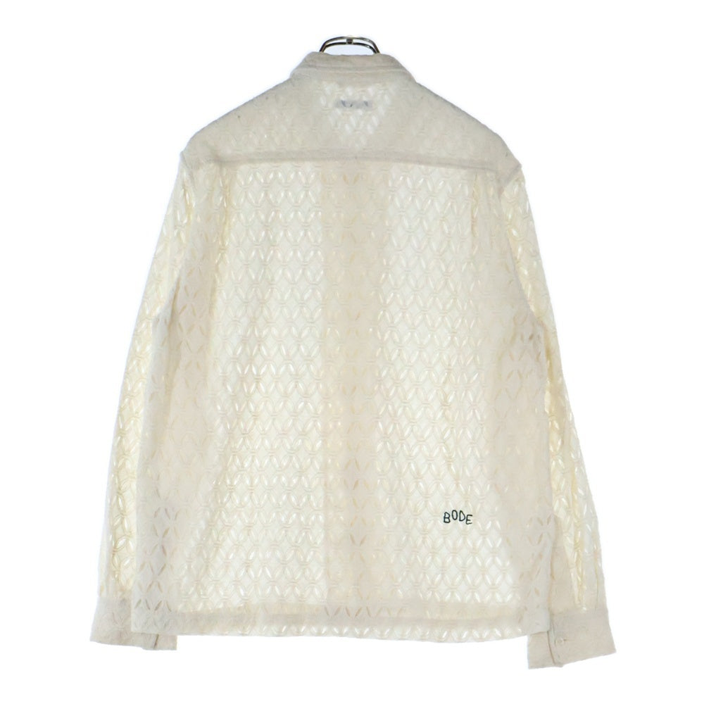 BODE(ボディ) LATTICE LACE L/S SHIRT 長袖レースシャツ ホワイト