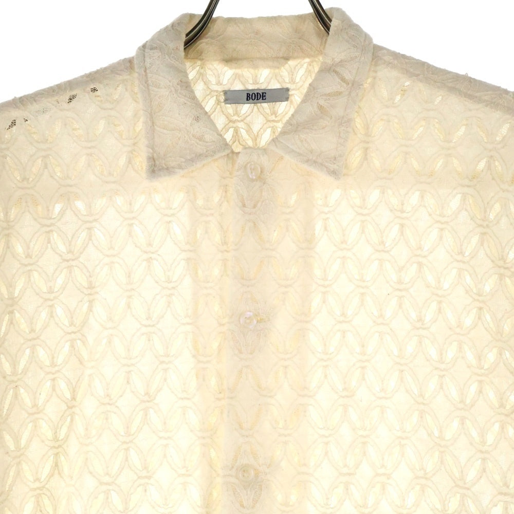 BODE(ボディ) LATTICE LACE L/S SHIRT 長袖レースシャツ ホワイト