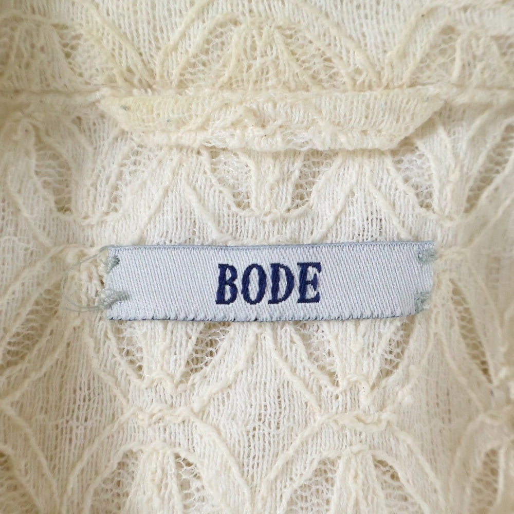 BODE(ボディ) LATTICE LACE L/S SHIRT 長袖レースシャツ ホワイト