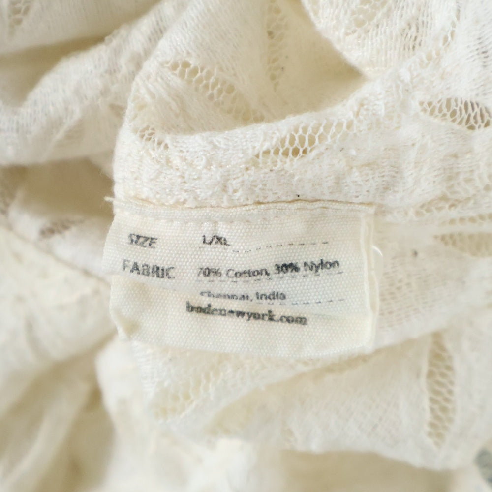 BODE(ボディ) LATTICE LACE L/S SHIRT 長袖レースシャツ ホワイト