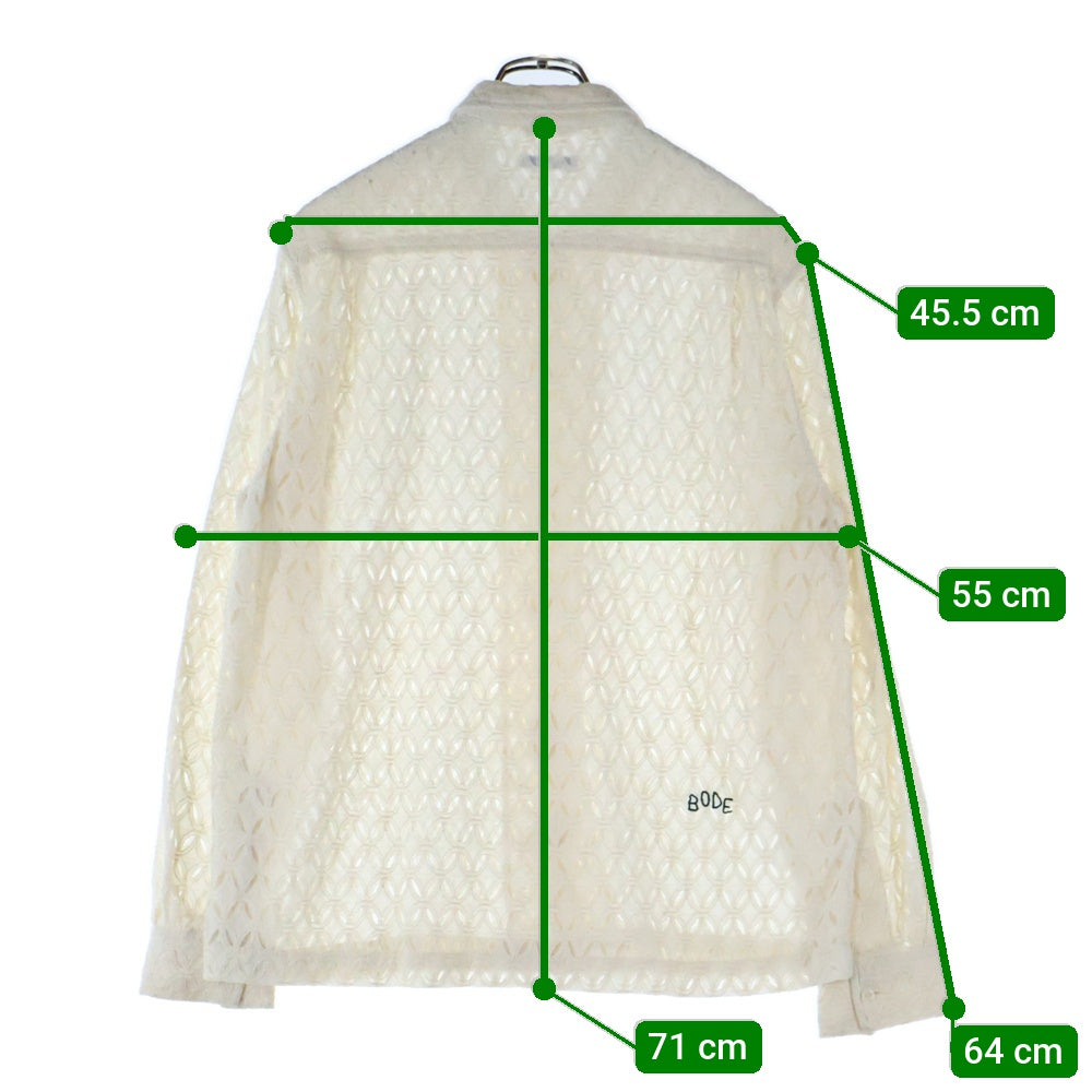 BODE(ボディ) LATTICE LACE L/S SHIRT 長袖レースシャツ ホワイト