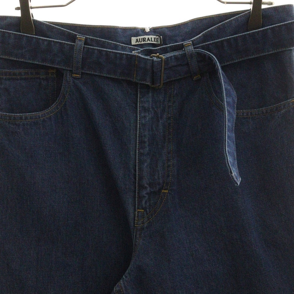 AURALEE(オーラリー) 25SS SELVEDGE LIGHT OZ DENIM BELTED PANTS セルヴィッチ ライトオンス デニムベルテッドパンツ インディゴ A25SP02SD