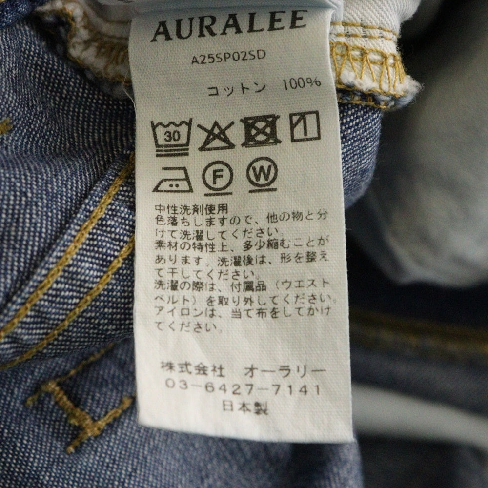 AURALEE(オーラリー) 25SS SELVEDGE LIGHT OZ DENIM BELTED PANTS セルヴィッチ ライトオンス デニムベルテッドパンツ インディゴ A25SP02SD