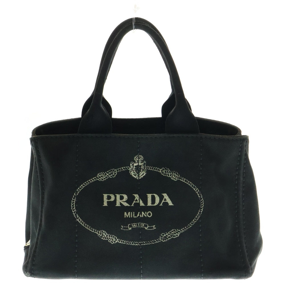 PRADA(プラダ) CANAPA カナパ トライアングルプレート キャンバストートバッグ ハンドバッグ ブラック 1BG439