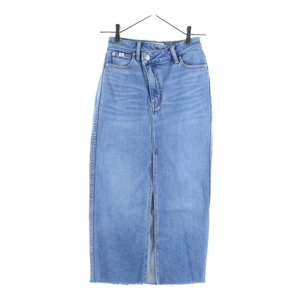 Calvin Klein Jeans(カルバンクラインジーンズ) カウレザーパッチ デニムロングスカート レディース インディゴ J221043