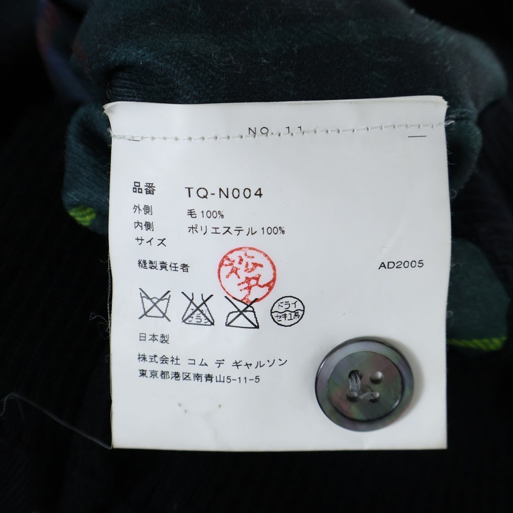 tricot COMME des GARCONS(トリコ コム デ ギャルソン) 06SS 裏地チェック柄 ショート丈 ニットカーディガン レディース ブラック TQ-N004 AD2005