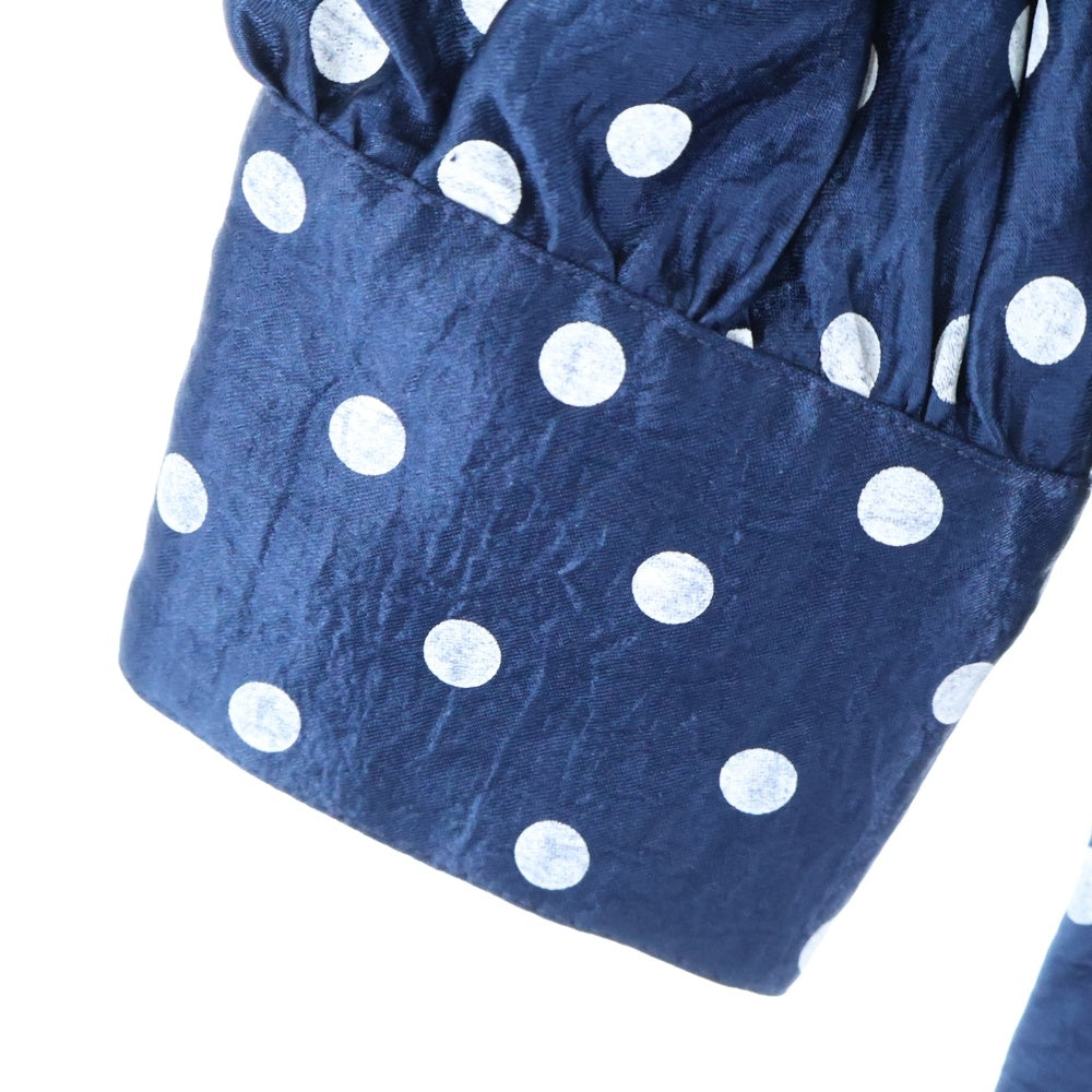 tricot COMME des GARCONS(トリコ コム デ ギャルソン) 09SS ドット柄 ハーフボタン ロングスリーブワンピース ドレス レディース ネイビー/ホワイト TC-O009 AD2008