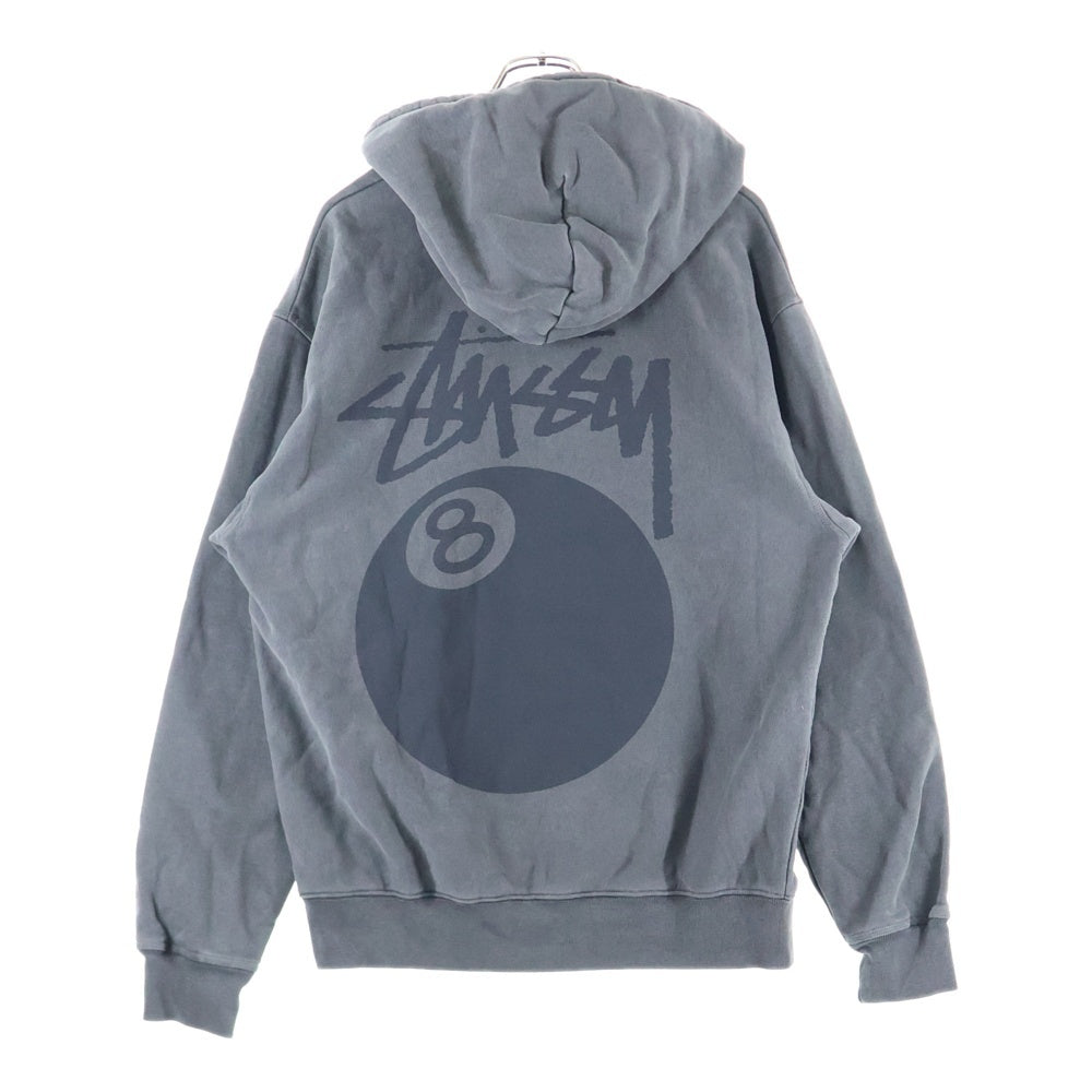 STUSSY(ステューシー) 8BALL PIG DYED HOOD エイトボールロゴプリント ピグメントダイ スウェット プルオーバーパーカー ダークグレー 1925022T