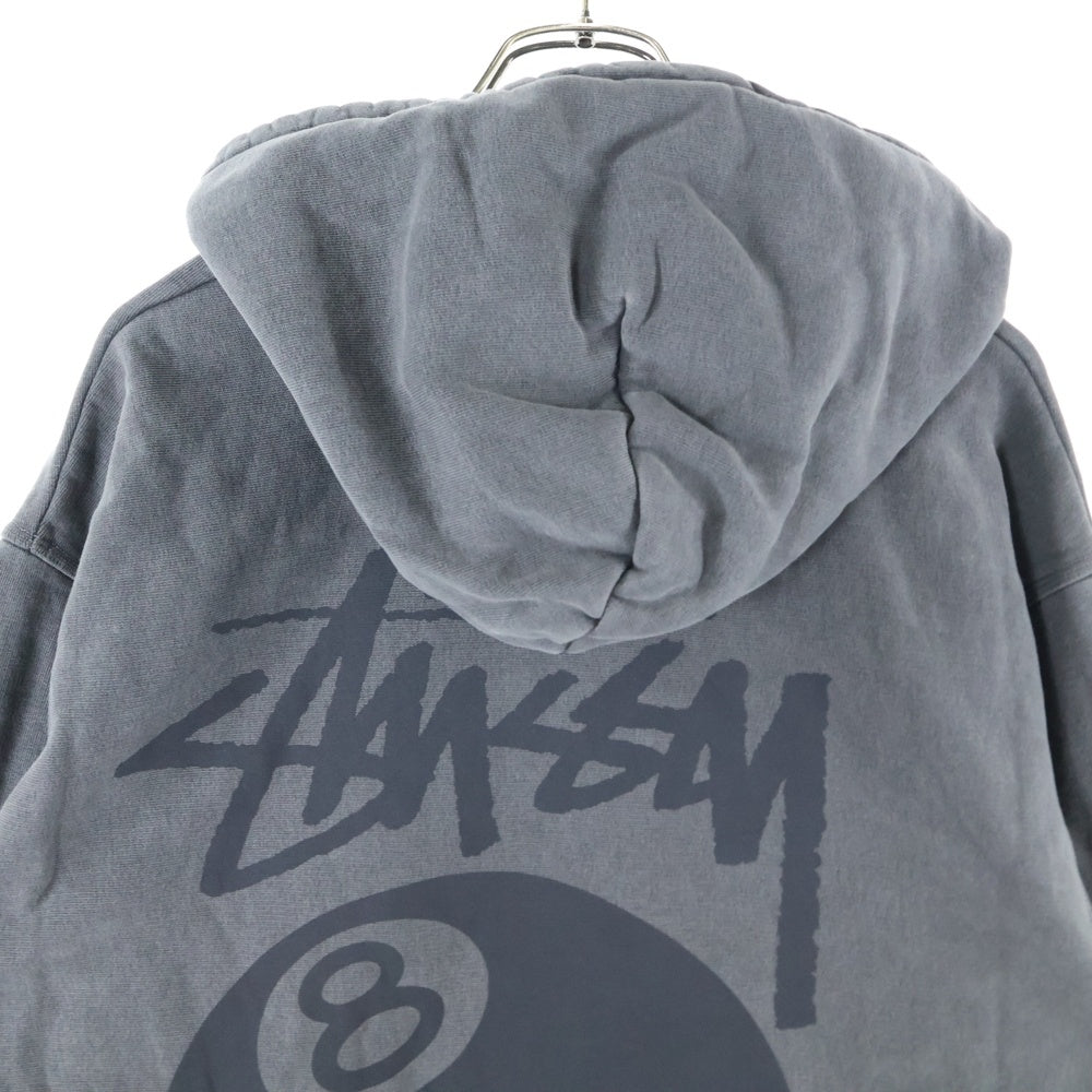 STUSSY(ステューシー) 8BALL PIG DYED HOOD エイトボールロゴプリント ピグメントダイ スウェット プルオーバーパーカー ダークグレー 1925022T