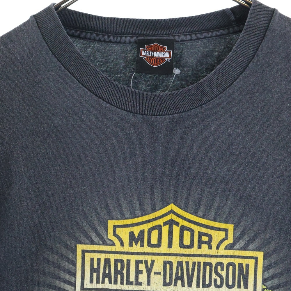 HARLEY DAVIDSON(ハーレーダビッドソン) St. Thomas U.S.V.I. セントトーマス島 両面グラフィックプリント クルーネック 半袖Tシャツ カットソー ダークグレー