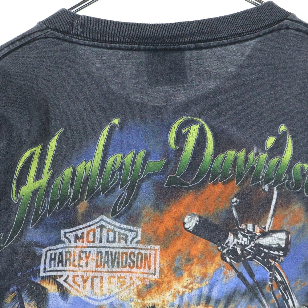 HARLEY DAVIDSON(ハーレーダビッドソン) St. Thomas U.S.V.I. セントトーマス島 両面グラフィックプリント クルーネック 半袖Tシャツ カットソー ダークグレー