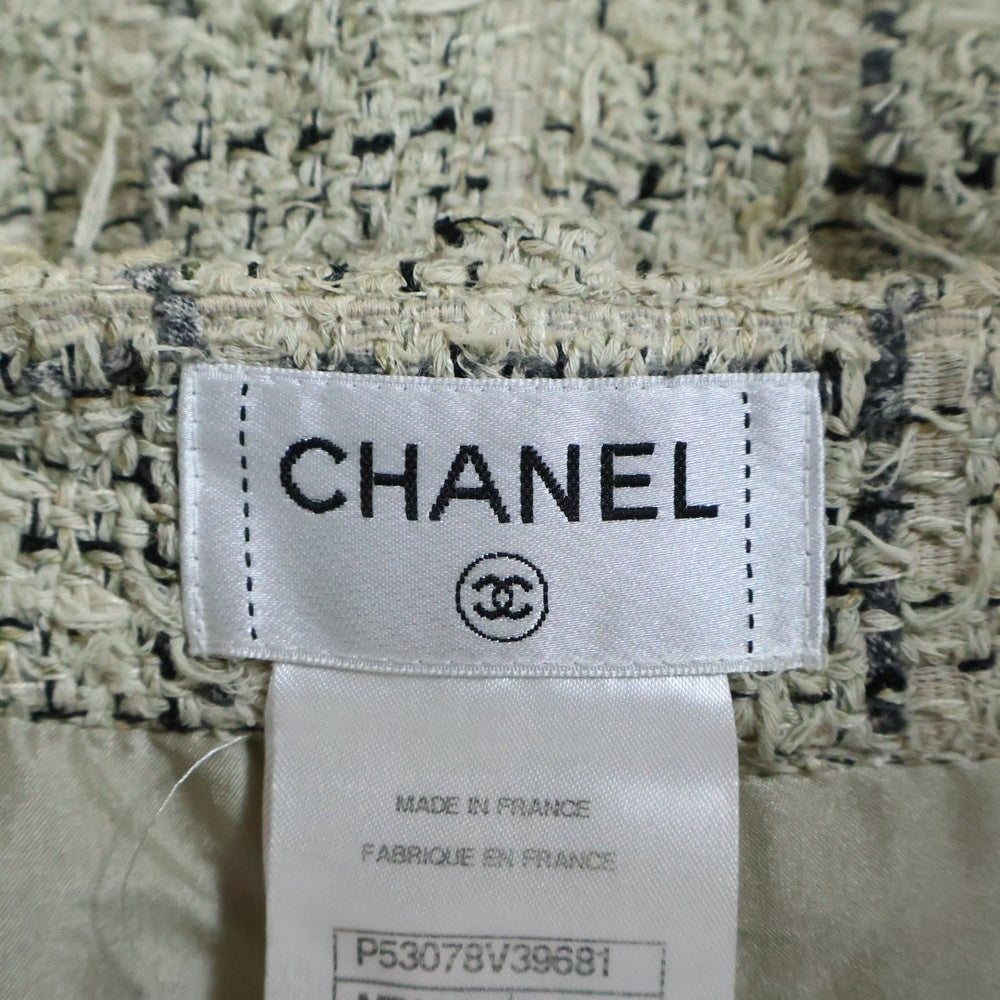 CHANEL(シャネル) ロールアップ ツイード チェック パンツ ベージュ P53078V39681