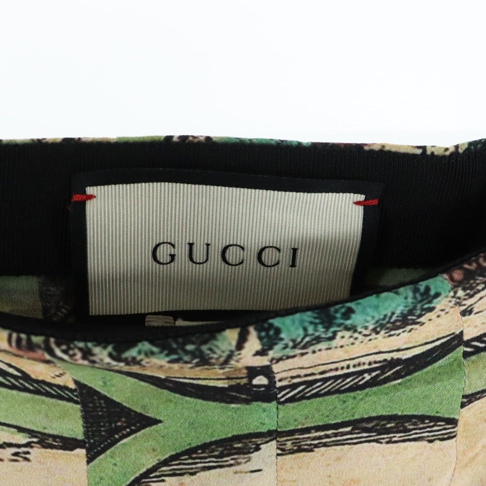 GUCCI(グッチ) 総柄 サイドジップ シルク プリーツ ロング スカート レディース マルチカラー 409370 ZHP90