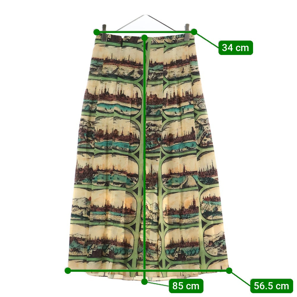GUCCI(グッチ) 総柄 サイドジップ シルク プリーツ ロング スカート レディース マルチカラー 409370 ZHP90