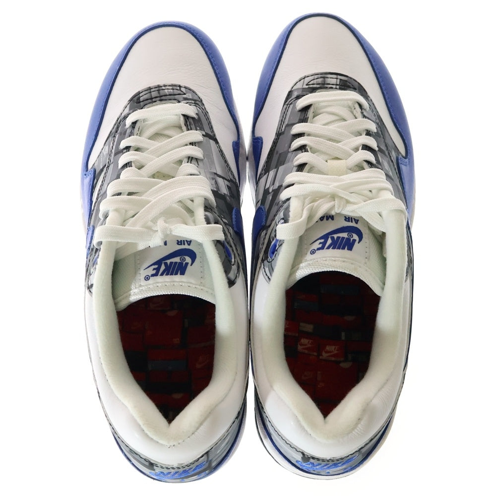 NIKE(ナイキ) ×ATMOS AIR MAX1 PRNT アトモス エアマックス1 プリント ローカットスニーカー US8.5/26.5cm ホワイト/ブルー AQ0927-100